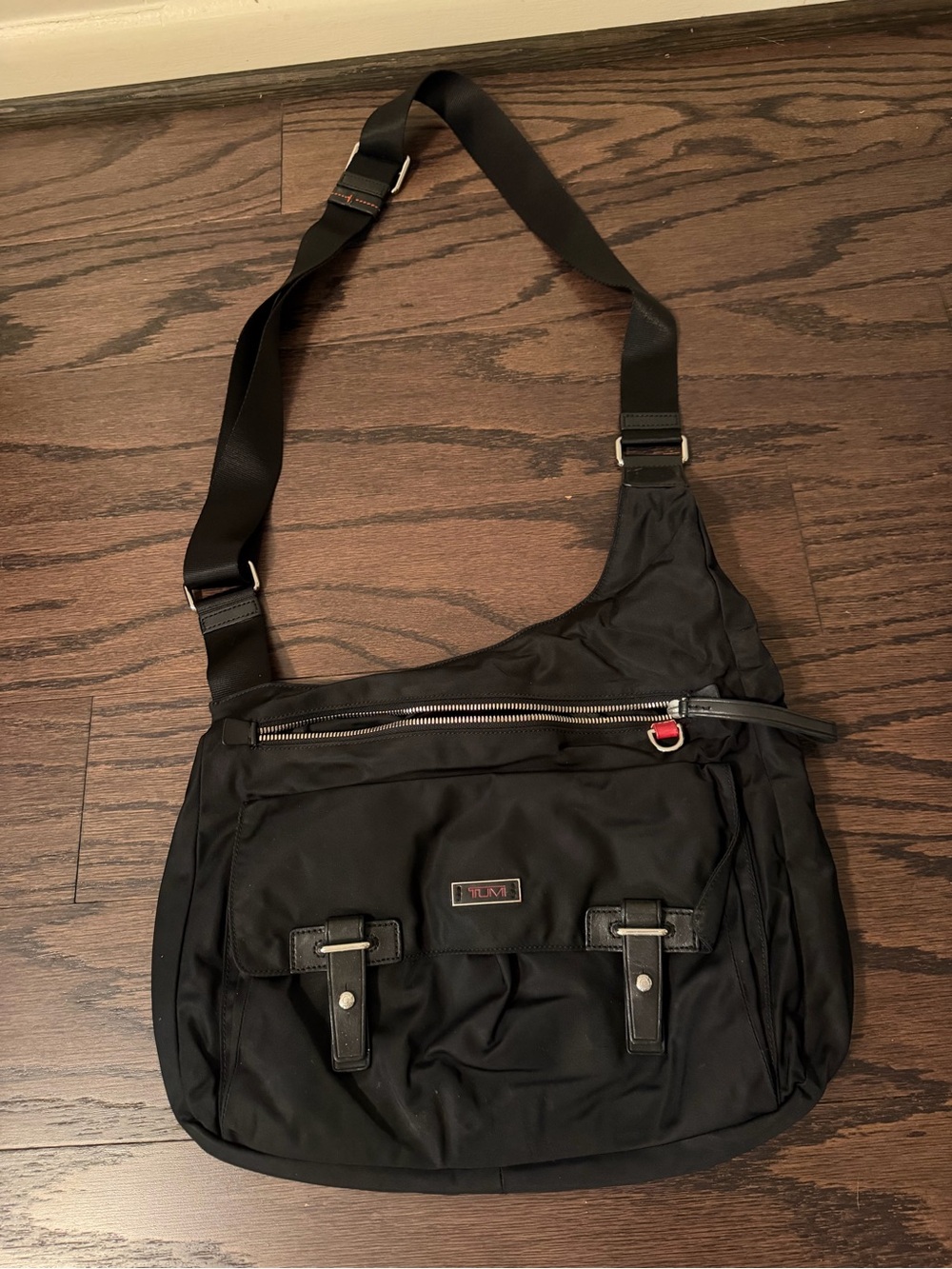 TUMI Black Nylon Crossbody Messenger Bag